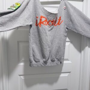 Gray Women's Sweatshirt with Orange Print says iRockit